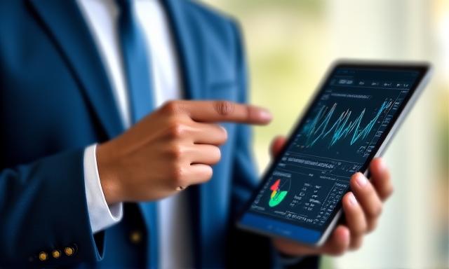 Executive tracking performance metrics on a tablet