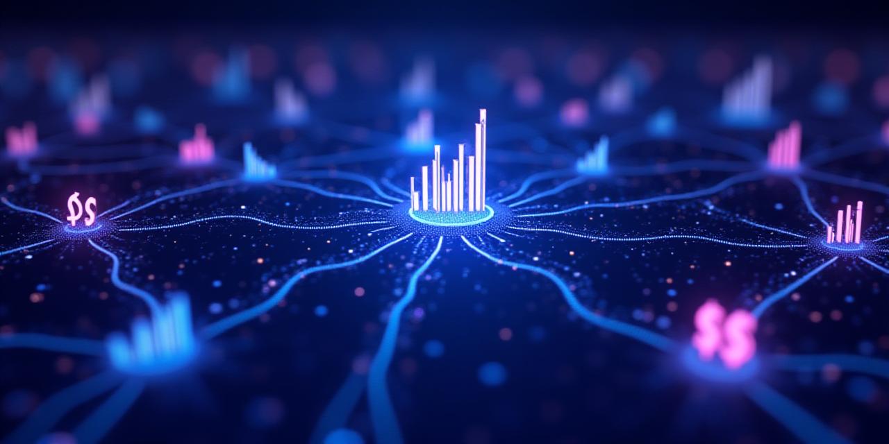Abstract representation of AI data neural networks and business intelligence icons
